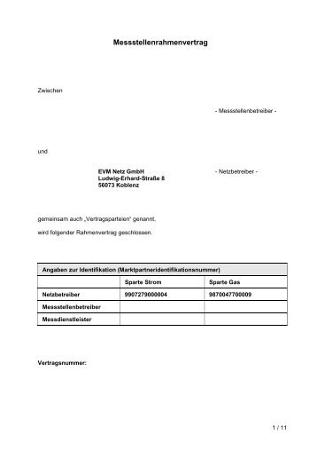 Messstellenrahmenvertrag - EVM Netz 10-11-2010