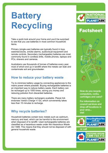 Battery Recycling - National Recycling Week - Planet Ark