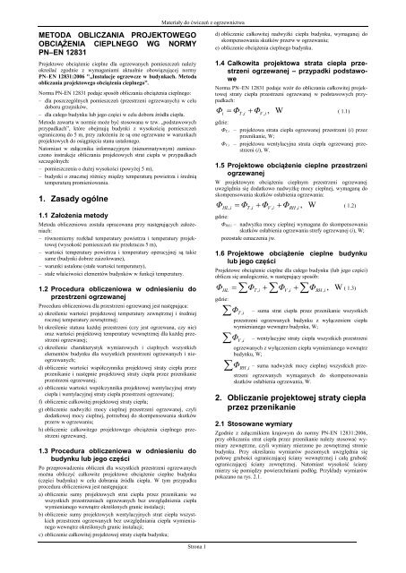 Norma PNâEN 12831. Nowa metoda obliczania projektowego ...