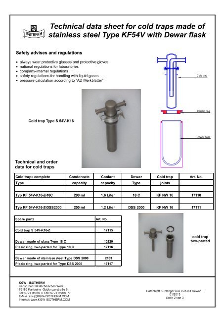 Kühlfalle – Kühlfinger Typ KF54V.cdr - KGW Isotherm