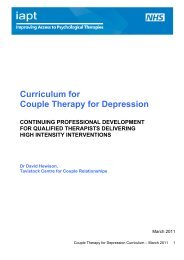 Curriculum for Couple Therapy for Depression - IAPT