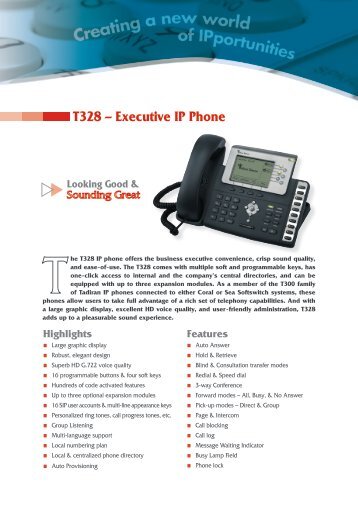 T328 – Executive IP Phone Highlights - Tadiran Telecom