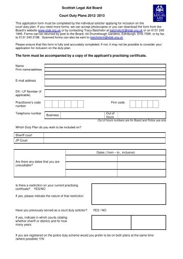 Application form - Scottish Legal Aid Board