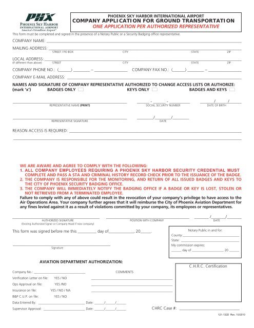 Authorized Signer Application Form - Phoenix Sky Harbor ...