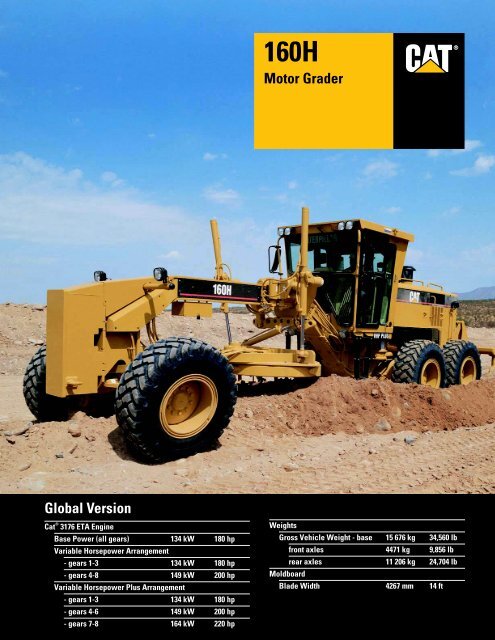 Specalog for 160H Motor Grader, AEHQ5450 - Wagner Asia