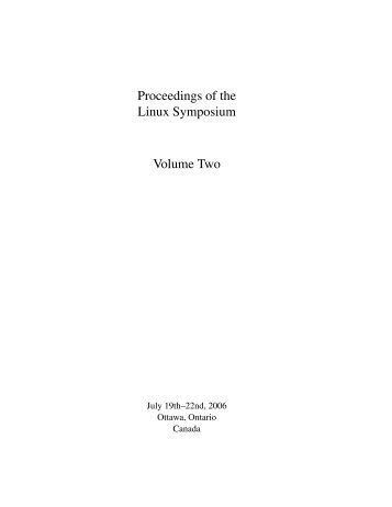 Proceedings of the Linux Symposium Volume Two - Parent Directory