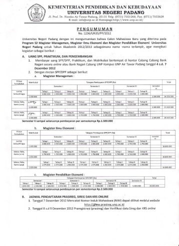 Syarat dan Prosedur Pendaftaran Ulang - Universitas Negeri Padang