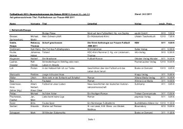 Liste SG Neuerscheinungen ... - Fussball Kultur