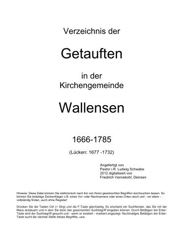 KB Wallensen Getaufte 1666-1785 - Hege-elze.de