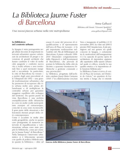 La Biblioteca Jaume Fuster di Barcellona - Biblioteche oggi