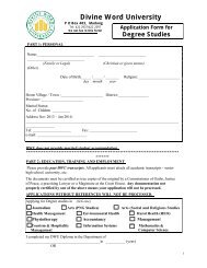 2014 degree application form - Divine Word University