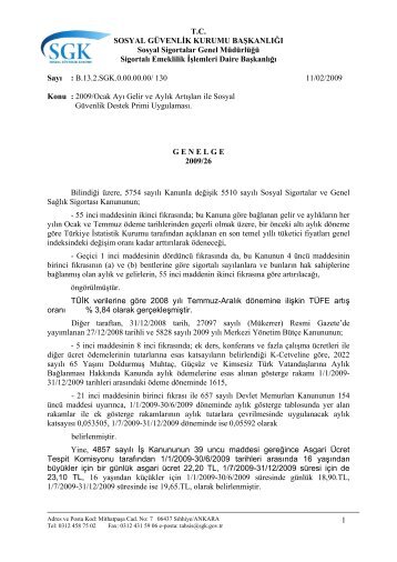 T.C. SOSYAL GÃVENLÄ°K KURUMU BAÅKANLIÄI Sosyal Sigortalar ...