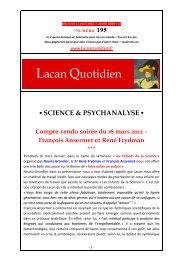 François Ansermet et René Frydman - Lacan Quotidien