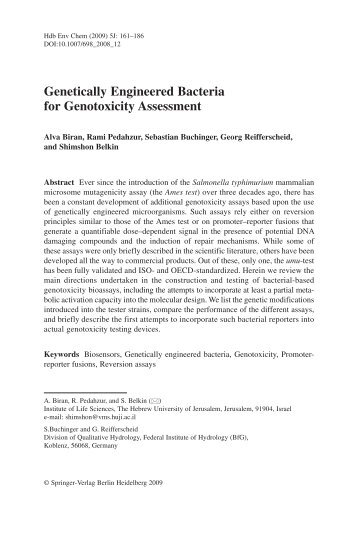 Genetically Engineered Bacteria for Genotoxicity Assessment