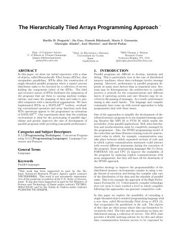 The Hierarchically Tiled Arrays Programming Approach