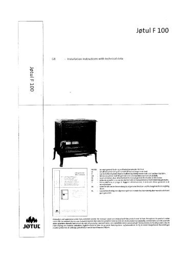 Print Jotul F100 Installation Instructions with Technical Data English ...