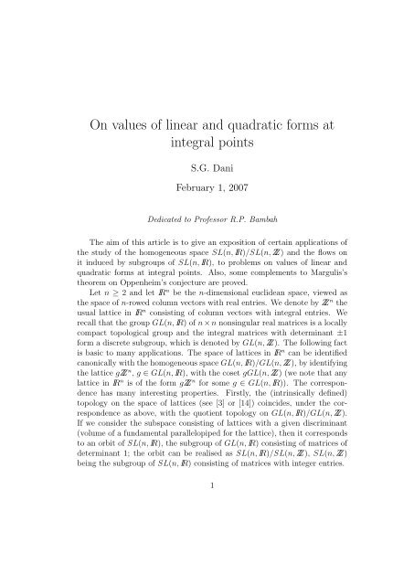 On values of linear and quadratic forms at integral points