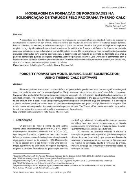 Visualizar PDF - Tecnologia em Metalurgia, Materiais e Mineração