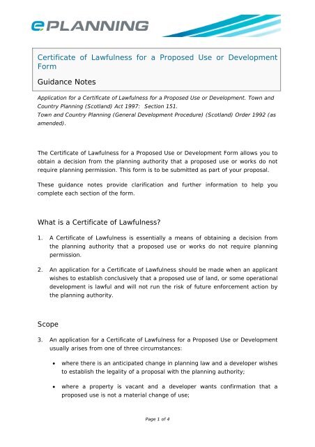 Certificate of Lawfulness for a Proposed Use or Development Form ...
