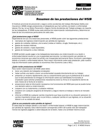 Resumen de las prestaciones del WSIB