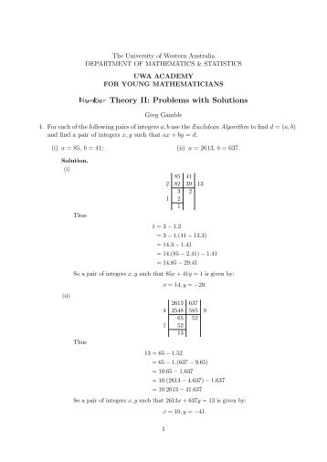 Number Theory II: Problems with Solutions - The University of ...