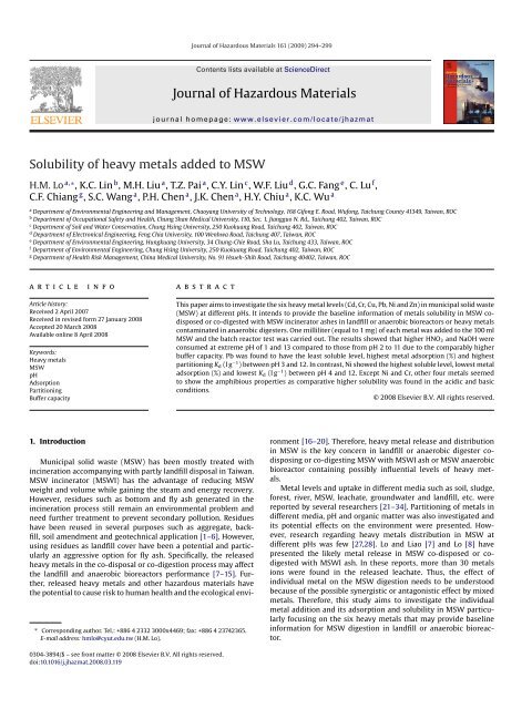 Journal of Hazardous Materials Solubility of heavy metals ... - UFRA