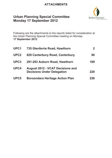 Urban Planning Special Committee Monday 17 September 2012