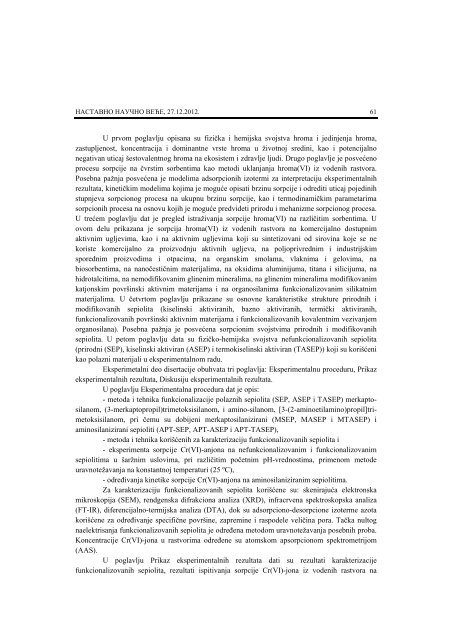 pdf,1400KB - TehnoloÅ¡ko-metalurÅ¡ki fakultet - Univerzitet u Beogradu