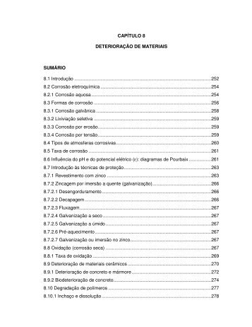 CAPÍTULO 8 DETERIORAÇÃO DE MATERIAIS ... - Unioeste