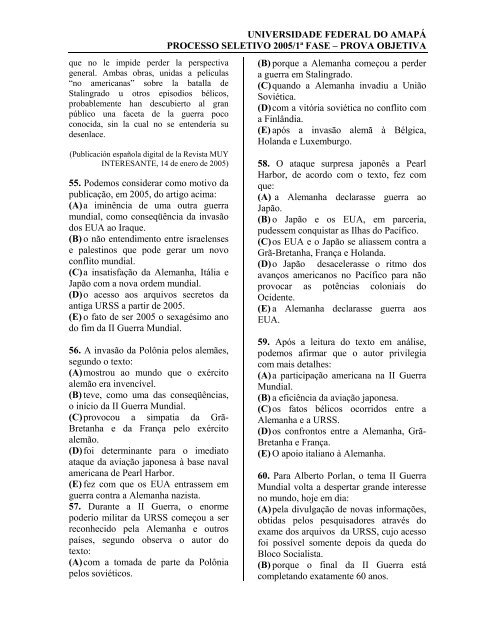 UNIVERSIDADE FEDERAL DO AMAPÃ PROCESSO SELETIVO ...