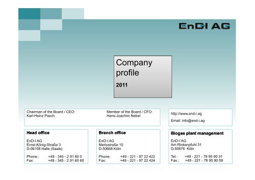 Biogas - EnD-I AG