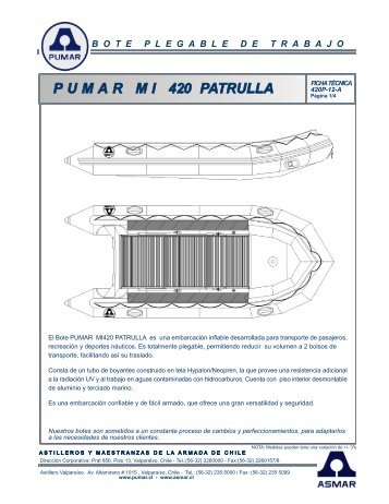 materiales estandar pumar mi 420 patrulla