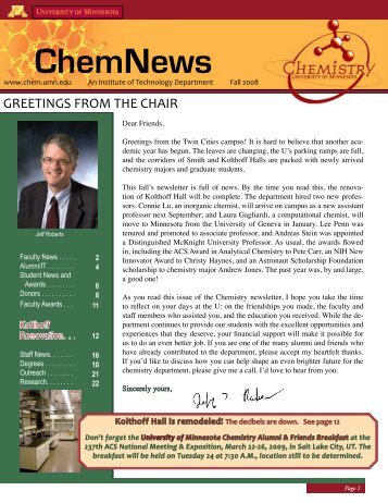 ChemNews - Department of Chemistry - University of Minnesota