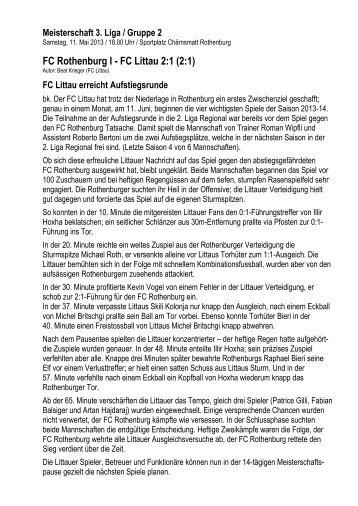 Meisterschaft 3 - FC Littau