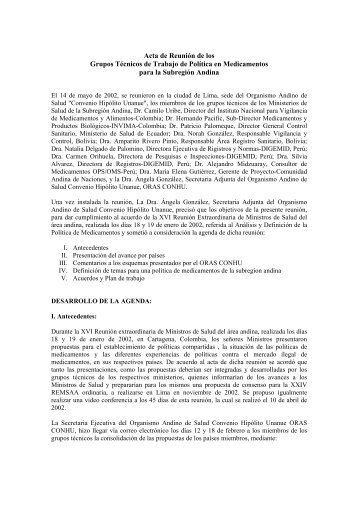 Acta de ReuniÃ³n de los Grupos TÃ©cnicos de Trabajo de PolÃ­tica en ...