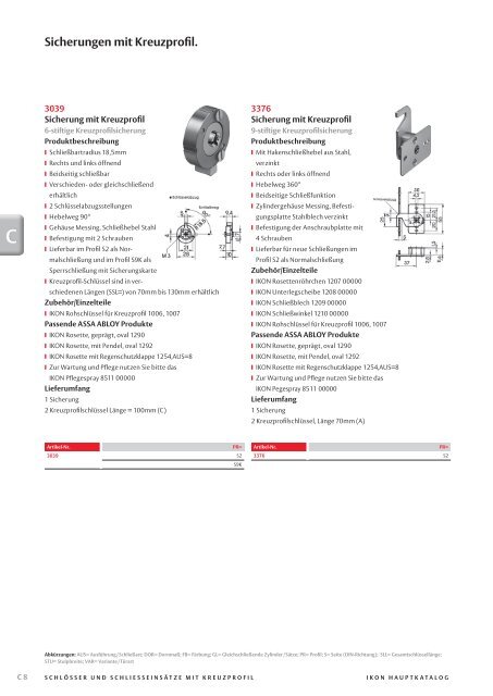 SchlÃ¶sser und SchlieÃeinsÃ¤tze mit Kreuzprofil.