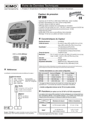 Fiche Technique CP200 Kimo - DSC