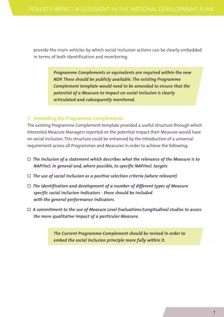 Poverty Impact Assessment in the National Development Plan (2006)