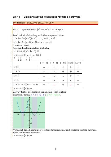 2.5.11 DalÅ¡Ã­ pÅÃ­klady na kvadratickÃ© rovnice a nerovnice