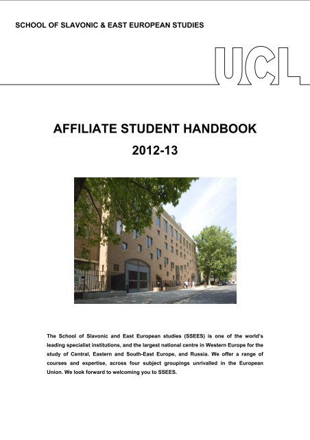 affiliate student handbook 2012-13 - the UCL School of Slavonic ...