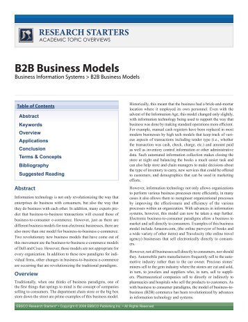 B2B Business Models - EBSCO Publishing
