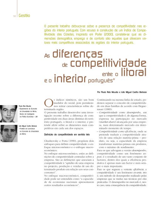 As diferenças de competitividade entre o litoral e o interior português
