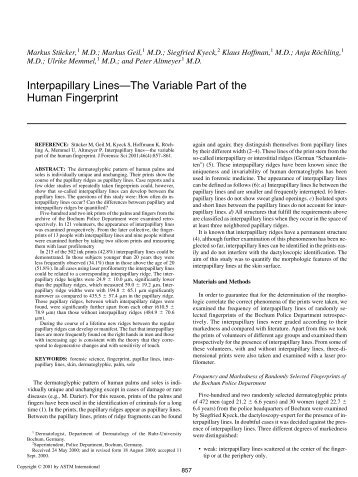 Interpapillary lines--the variable part of the human fingerprint - Library