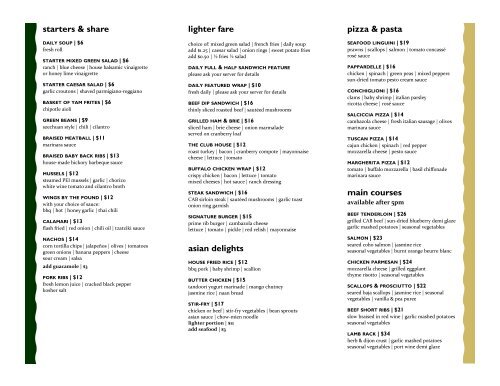 Take-Out Menu - Beach Grove Golf Club