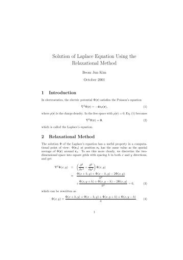 Solution of Laplace Equation Using the Relaxational Method