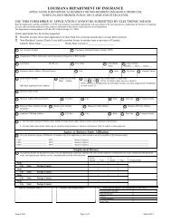 Louisiana Department of Insurance Application Form