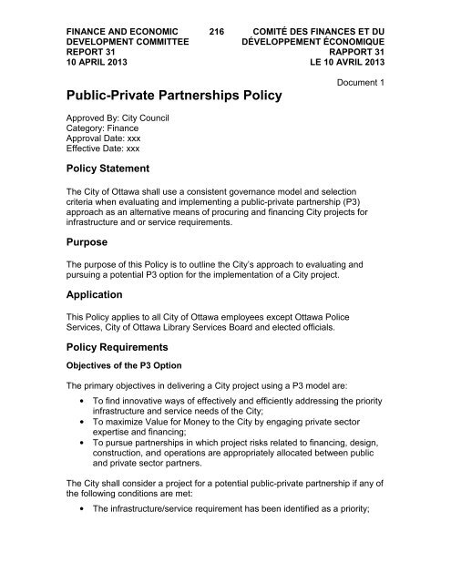 City of Ottawa P3 Policy - The Canadian Council for Public-Private ...