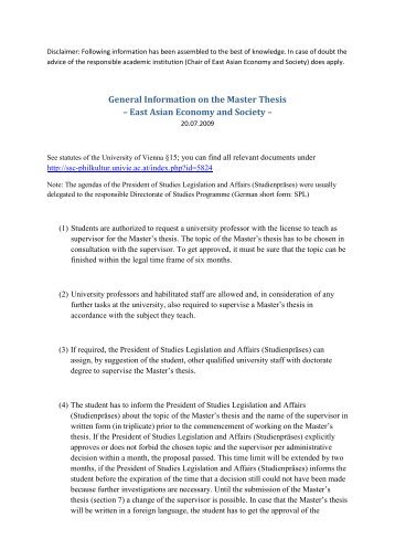 General Information on the Master Thesis â East Asian ... - EcoS