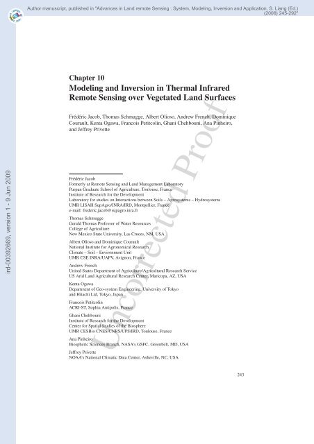 Modeling and Inversion in Thermal Infrared Remote Sensing over ...