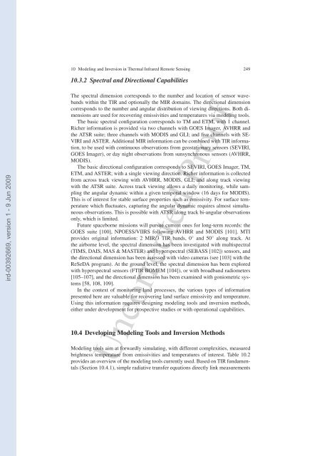 Modeling and Inversion in Thermal Infrared Remote Sensing over ...